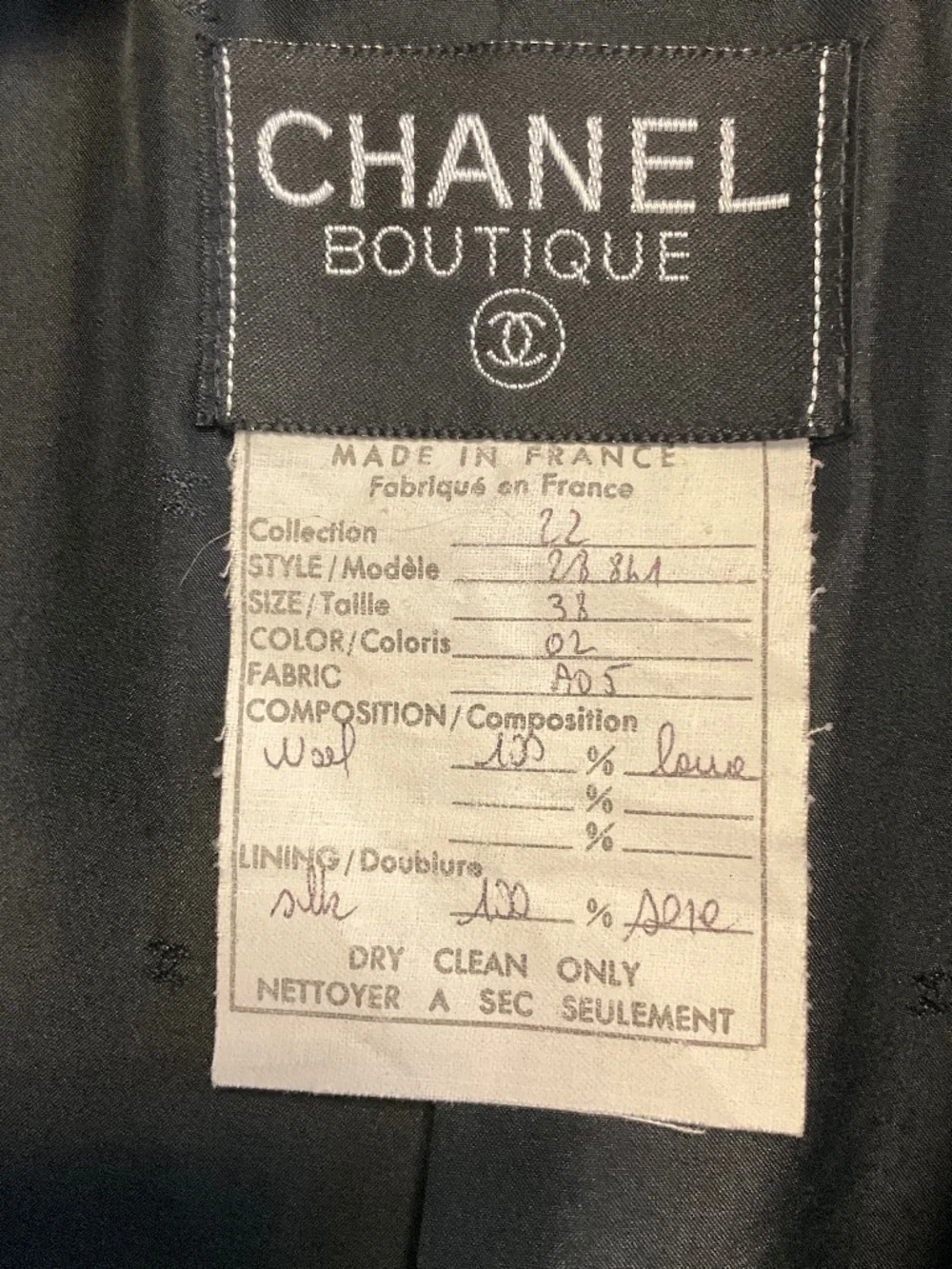 Chanel Boutique Vintage Black Wool Gauze Crepe Jacket with Gold Hammered Buttons